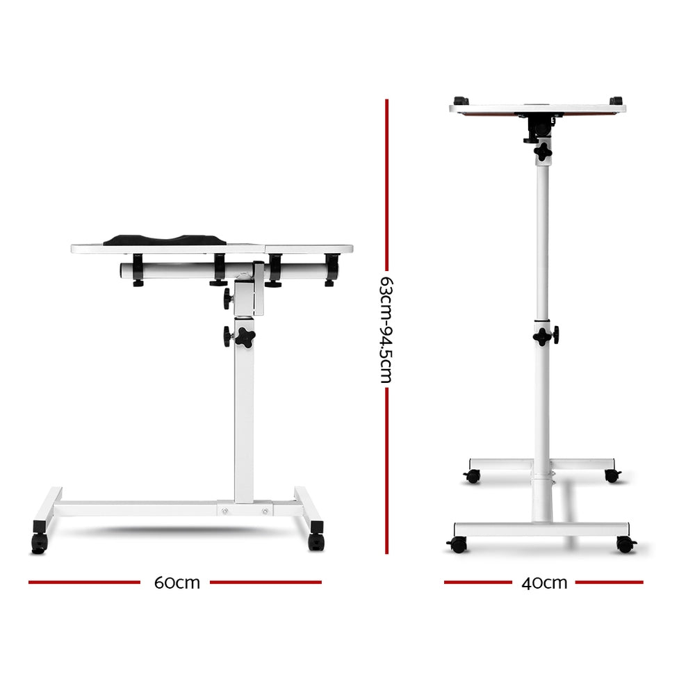 Artiss Laptop Table Desk Adjustable Stand With Fan - White-1