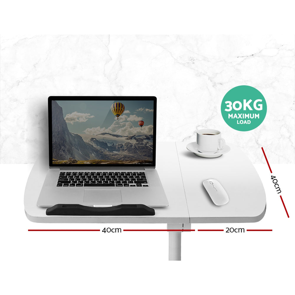 Artiss Laptop Table Desk Adjustable Stand With Fan - White-2