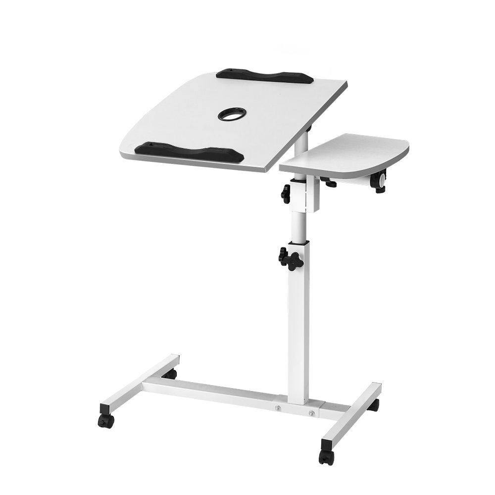 Artiss Laptop Table Desk Adjustable Stand With Fan - White-0