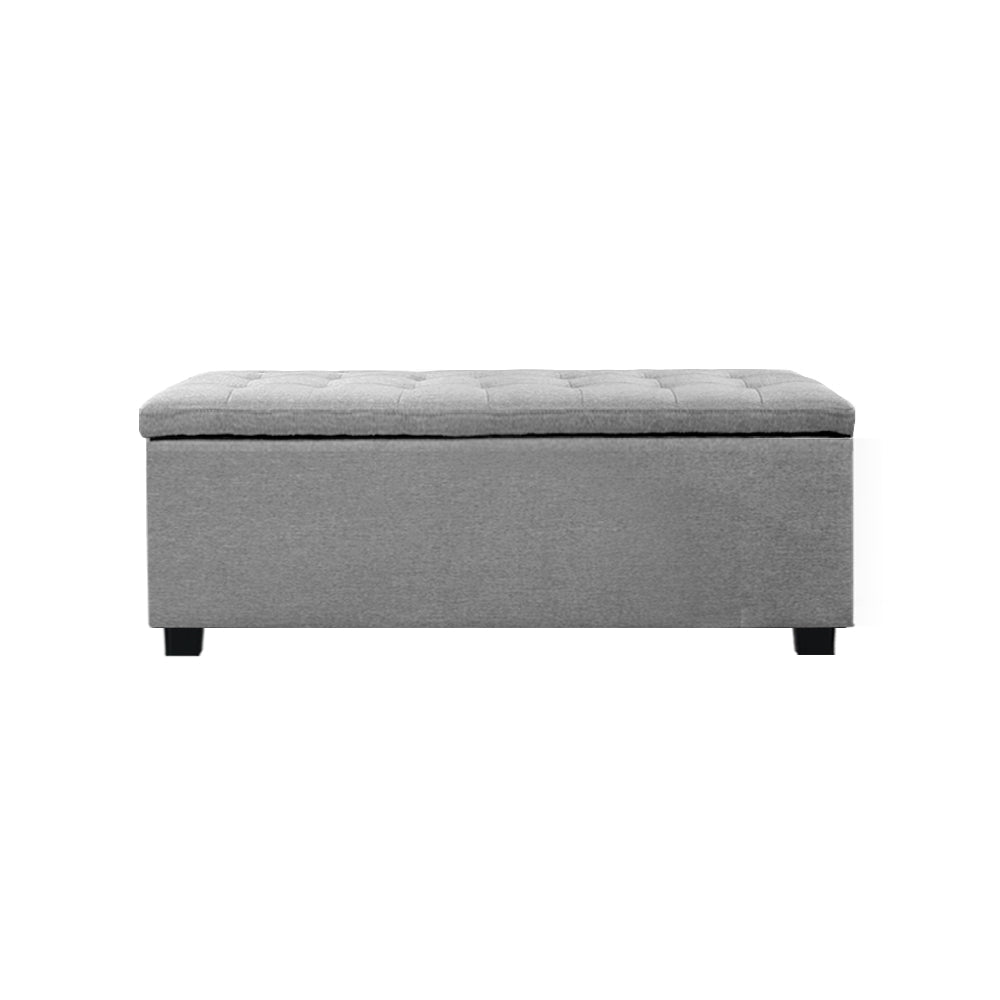 Artiss Large Fabric Storage Ottoman - Light Grey-2