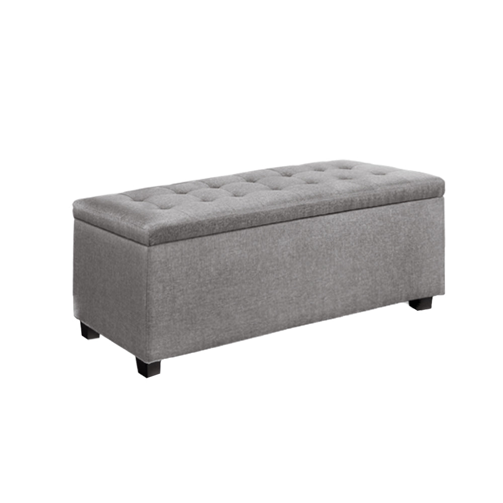 Artiss Large Fabric Storage Ottoman - Light Grey-0