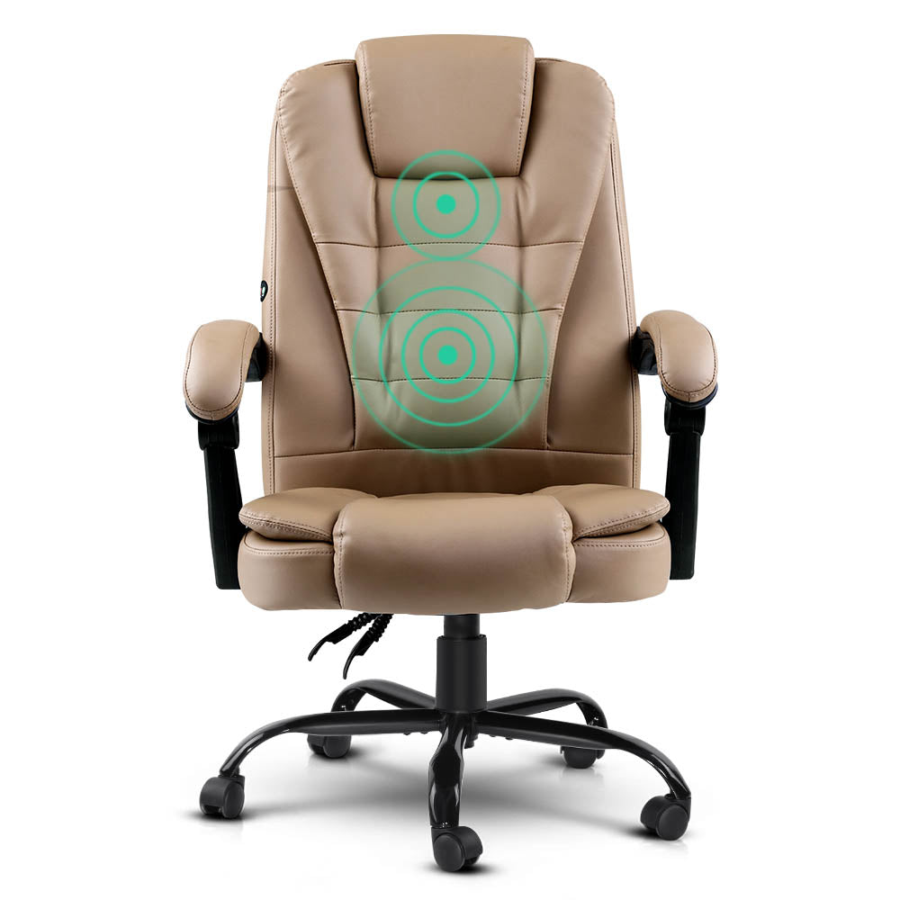 Artiss Massage Office Chair PU Leather Recliner Computer Gaming Chairs Espresso-2