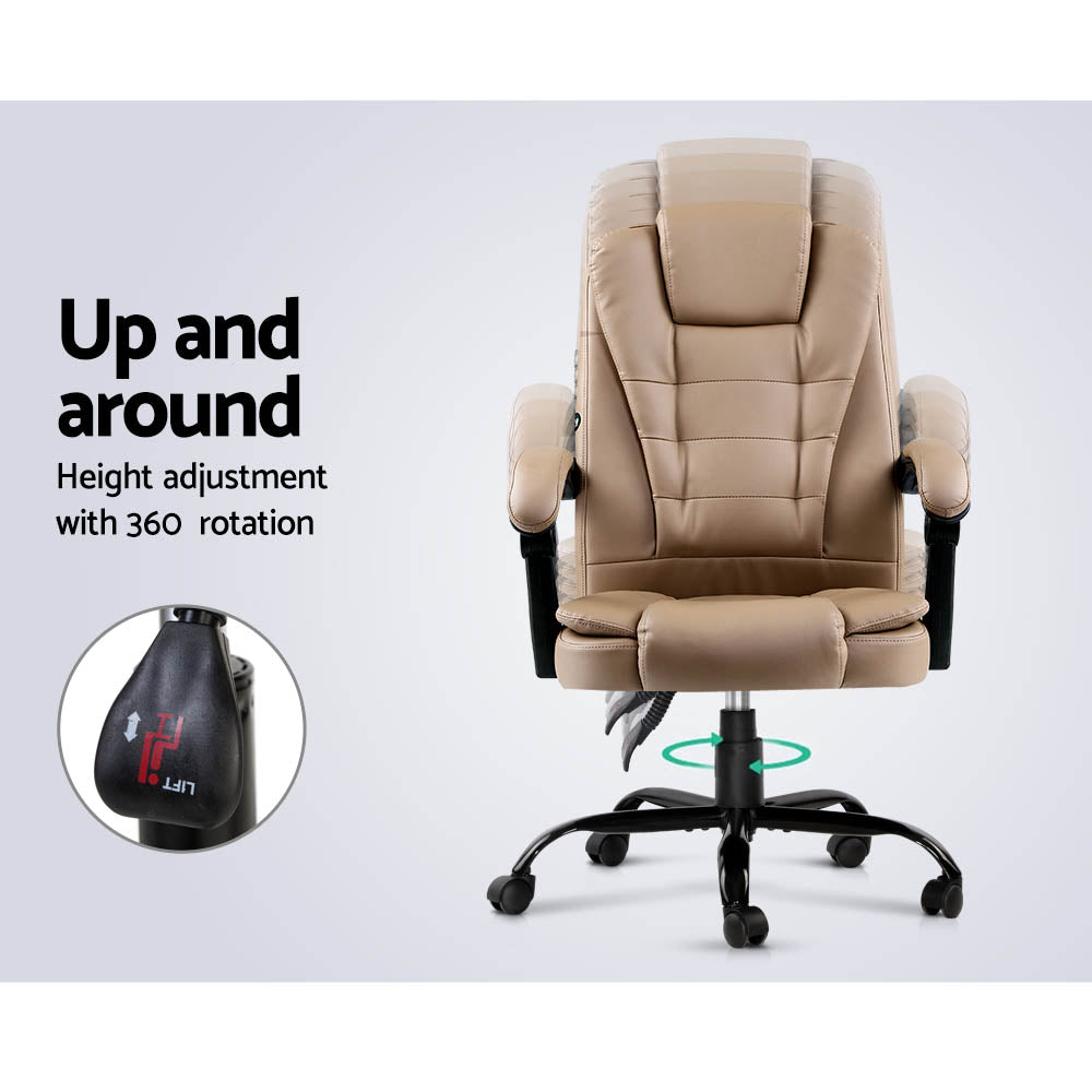 Artiss Massage Office Chair PU Leather Recliner Computer Gaming Chairs Espresso-5