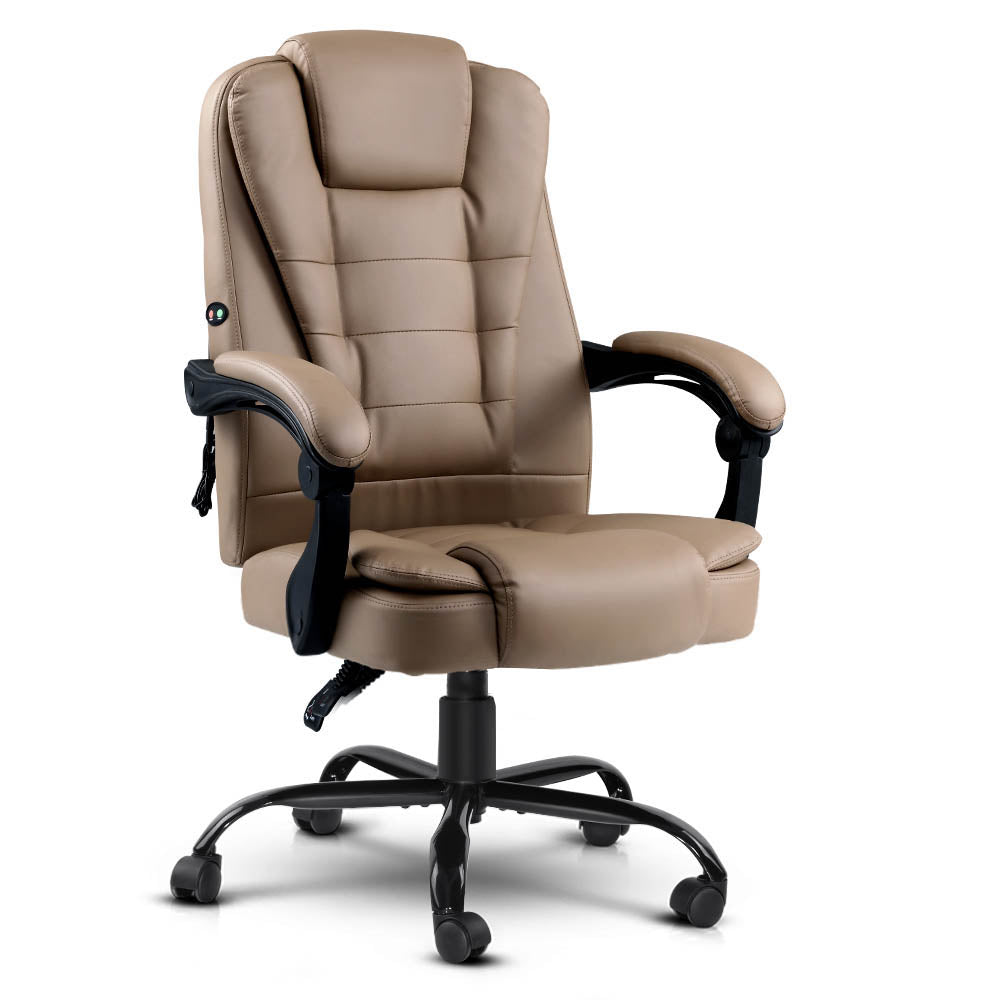 Artiss Massage Office Chair PU Leather Recliner Computer Gaming Chairs Espresso-0