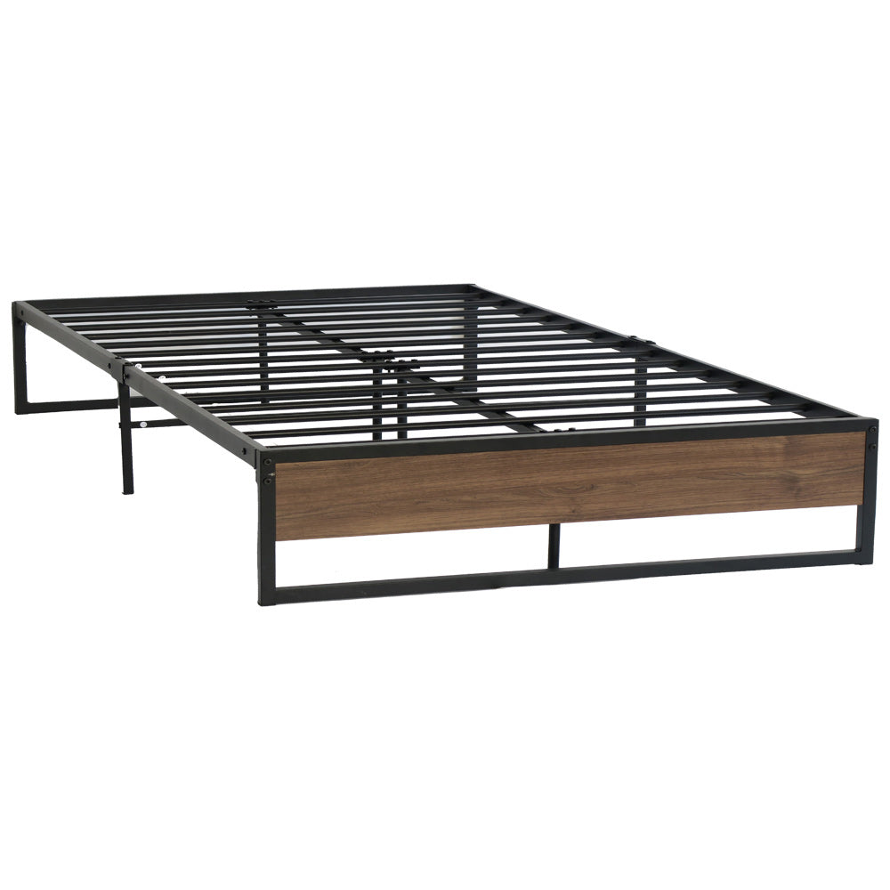 Artiss Metal Bed Frame Double Size Mattress Base Foundation Wooden Black OSLO-0