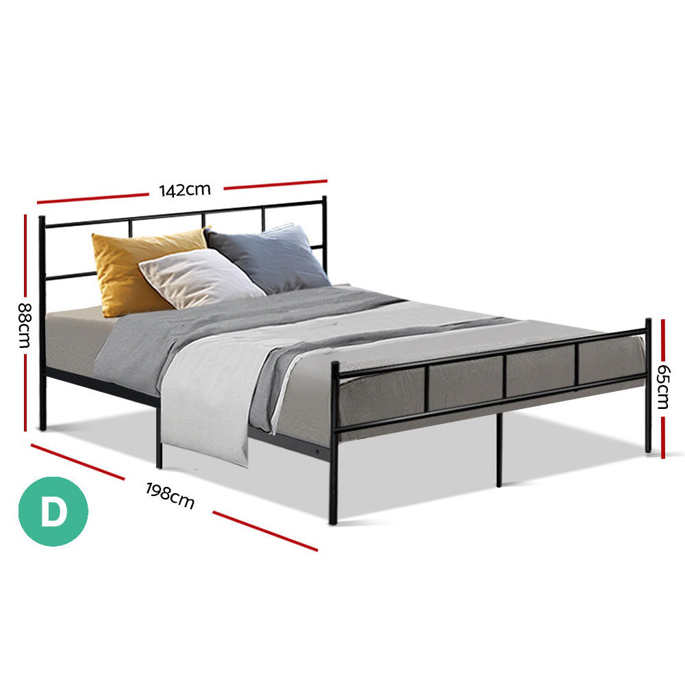 Artiss Metal Bed Frame Double Size Platform Foundation Mattress Base SOL Black-1