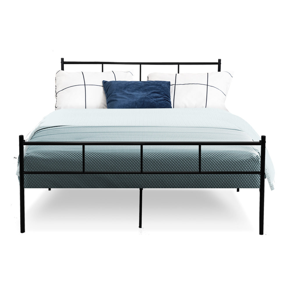 Artiss Metal Bed Frame Double Size Platform Foundation Mattress Base SOL Black-2