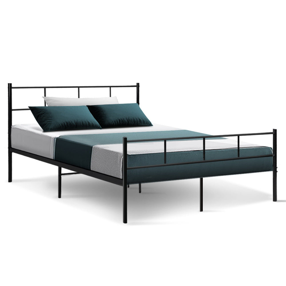 Artiss Metal Bed Frame Double Size Platform Foundation Mattress Base SOL Black-0