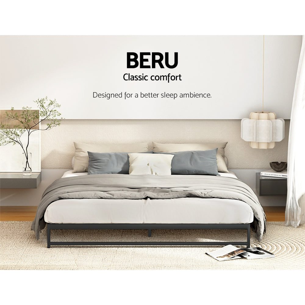 Artiss Metal Bed Frame Queen Size Bed Base Mattress Platform Black BERU-4