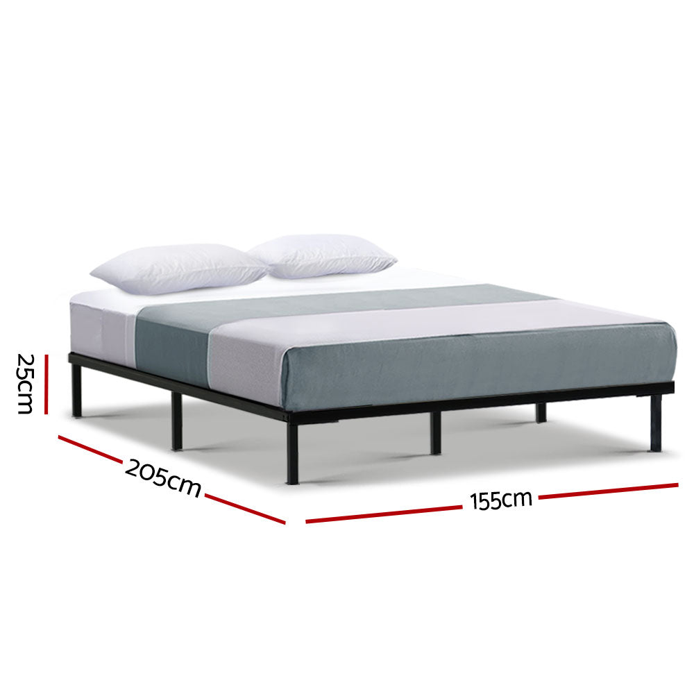 Artiss Metal Bed Frame Queen Size Bed Base Platform Foundation Wooden Black TED-1