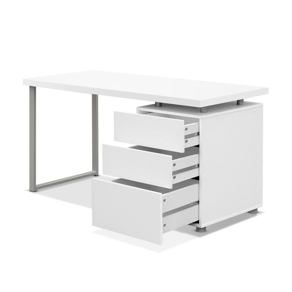 Artiss Metal Desk with 3 Drawers - White-2