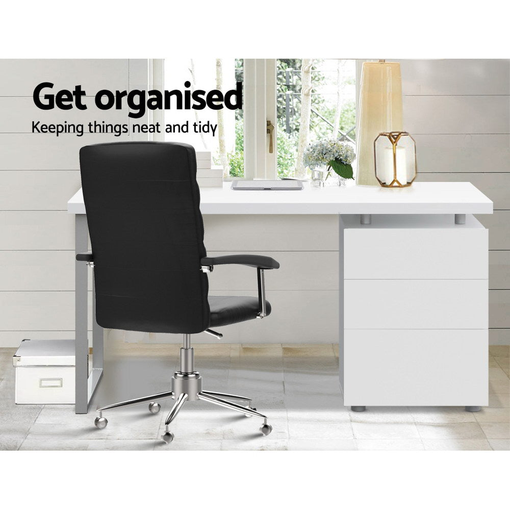 Artiss Metal Desk with 3 Drawers - White-3