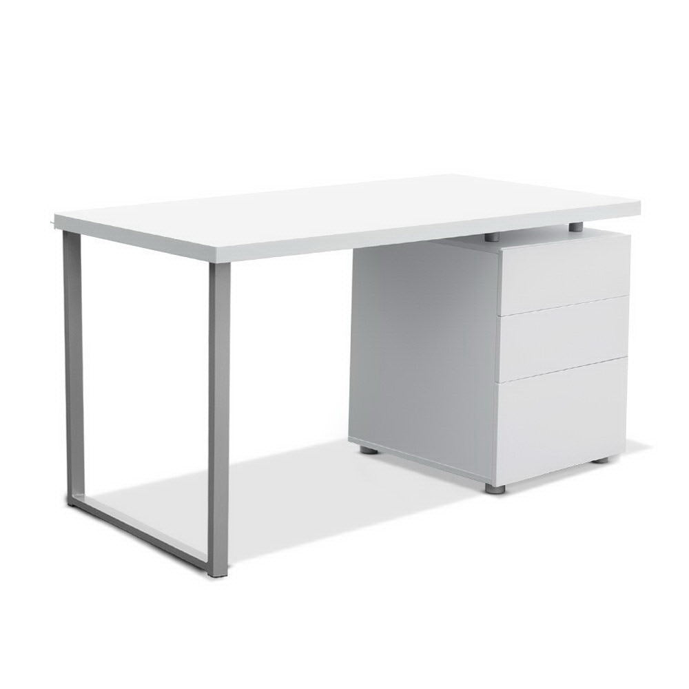 Artiss Metal Desk with 3 Drawers - White-0