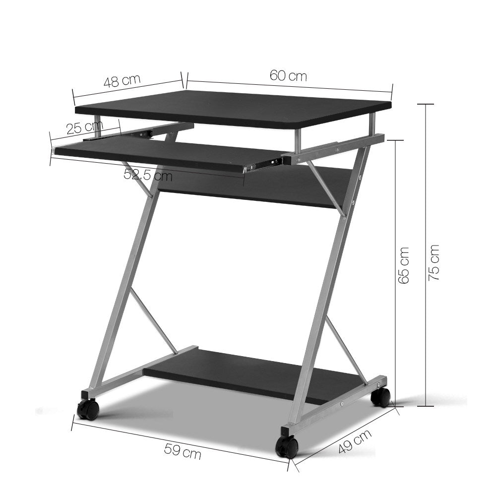 Artiss Metal Pull Out Table Desk - Black-1