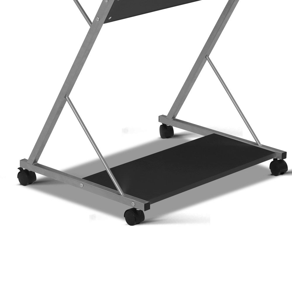 Artiss Metal Pull Out Table Desk - Black-5