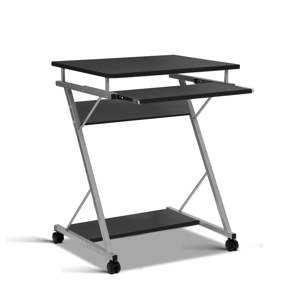 Artiss Metal Pull Out Table Desk - Black-0