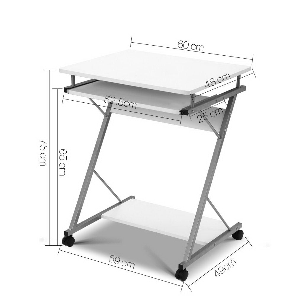 Artiss Metal Pull Out Table Desk - White-1