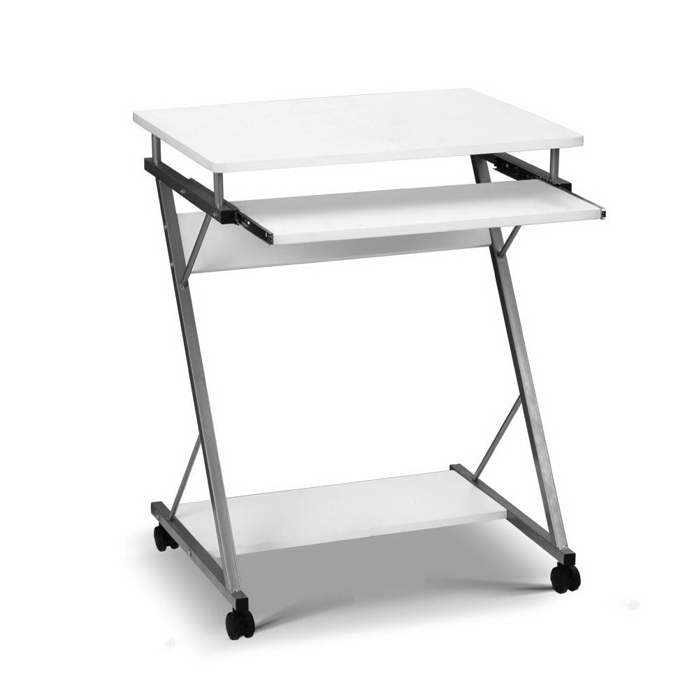 Artiss Metal Pull Out Table Desk - White-0