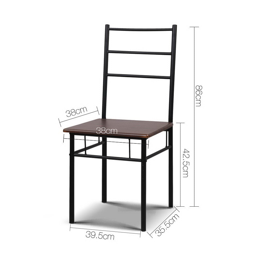 Artiss Metal Table and Chairs - Walnut & Black-1