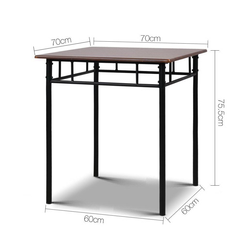 Artiss Metal Table and Chairs - Walnut & Black-2