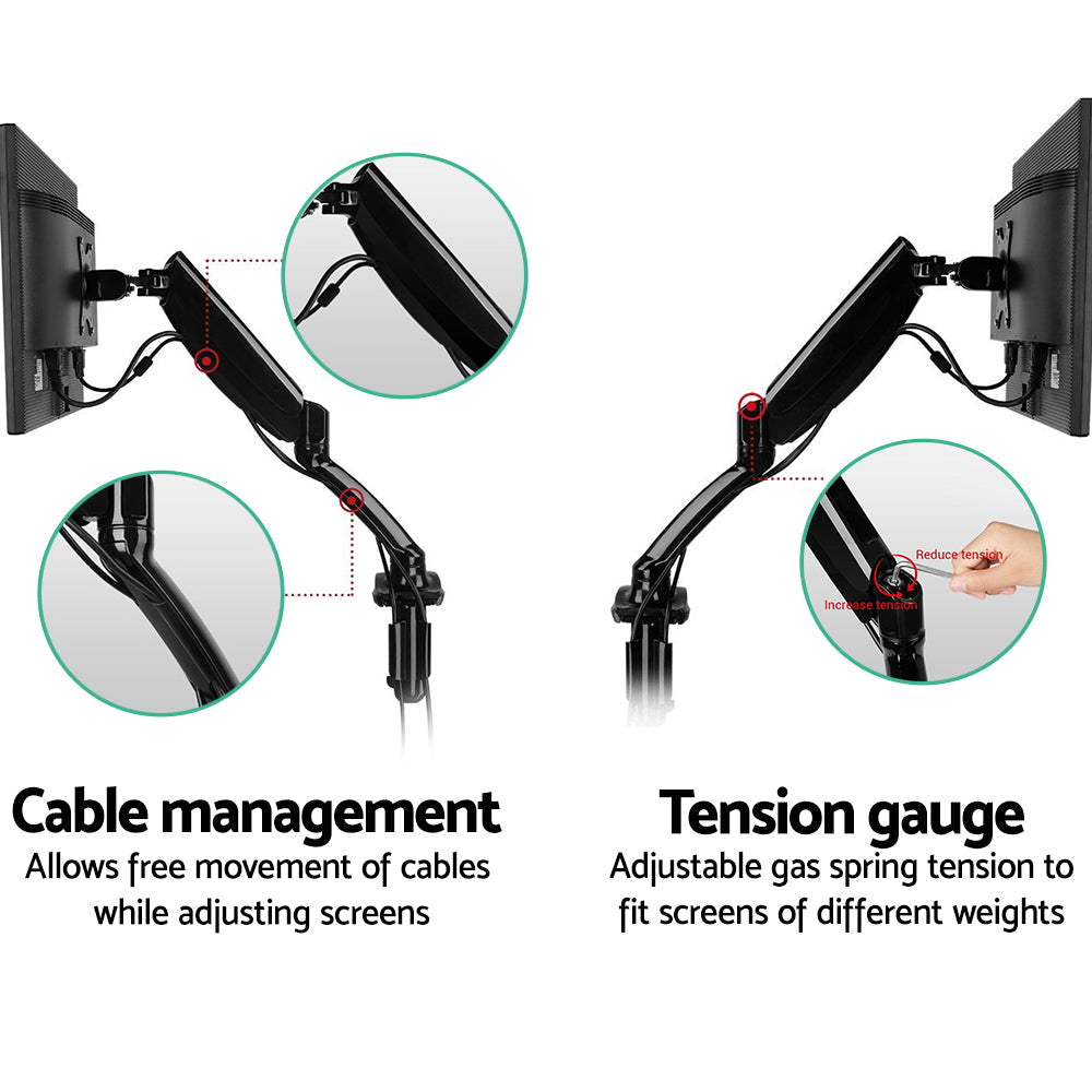 Artiss Monitor Arm Mount Single Gas Black-6