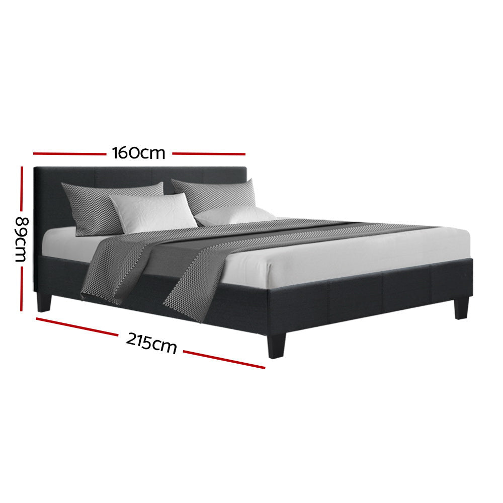 Artiss Neo Bed Frame Fabric - Charcoal Queen-1