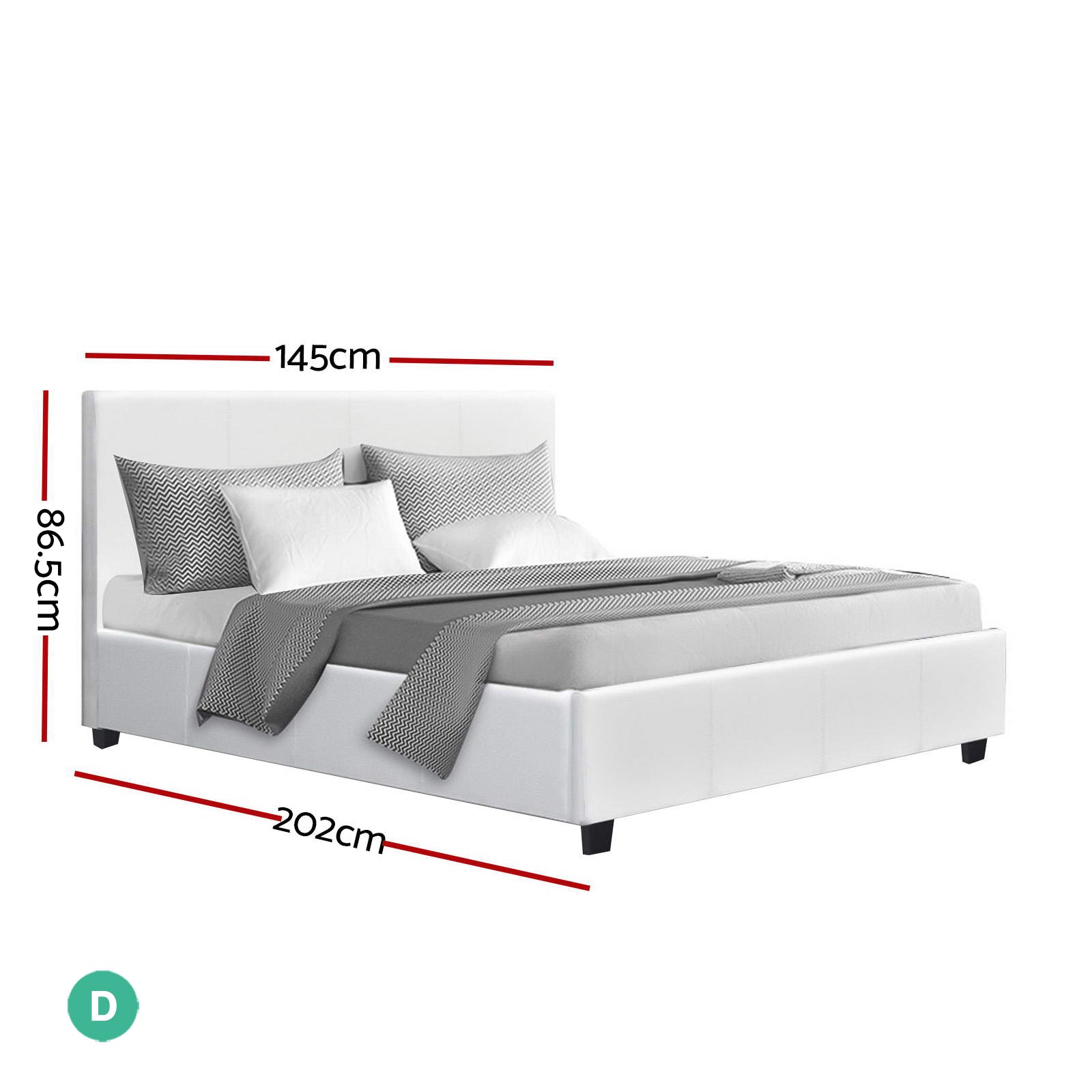 Artiss Neo Bed Frame PU Leather - White Double-1