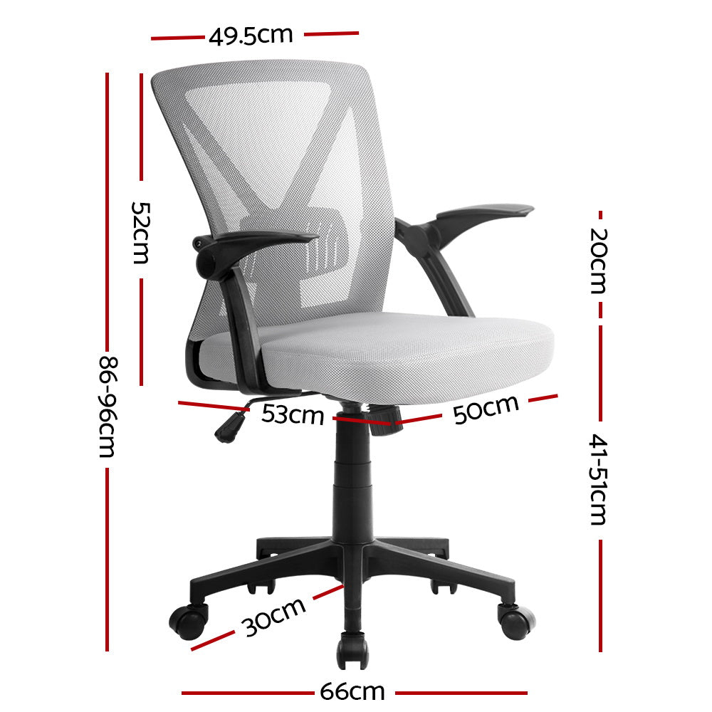 Artiss Office Chair Gaming Executive Computer Chairs Study Mesh Seat Tilt Grey-1