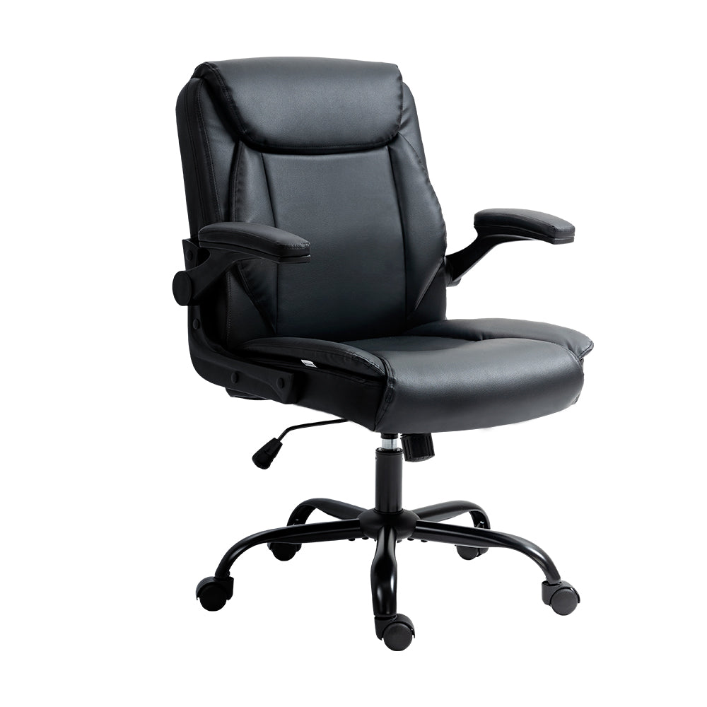 Artiss Office Chair Leather Computer Desk Chairs Executive Gaming Study Black-0