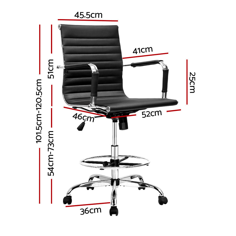 Artiss Office Chair Veer Drafting Stool Mesh Chairs Armrest Standing Desk Black-1