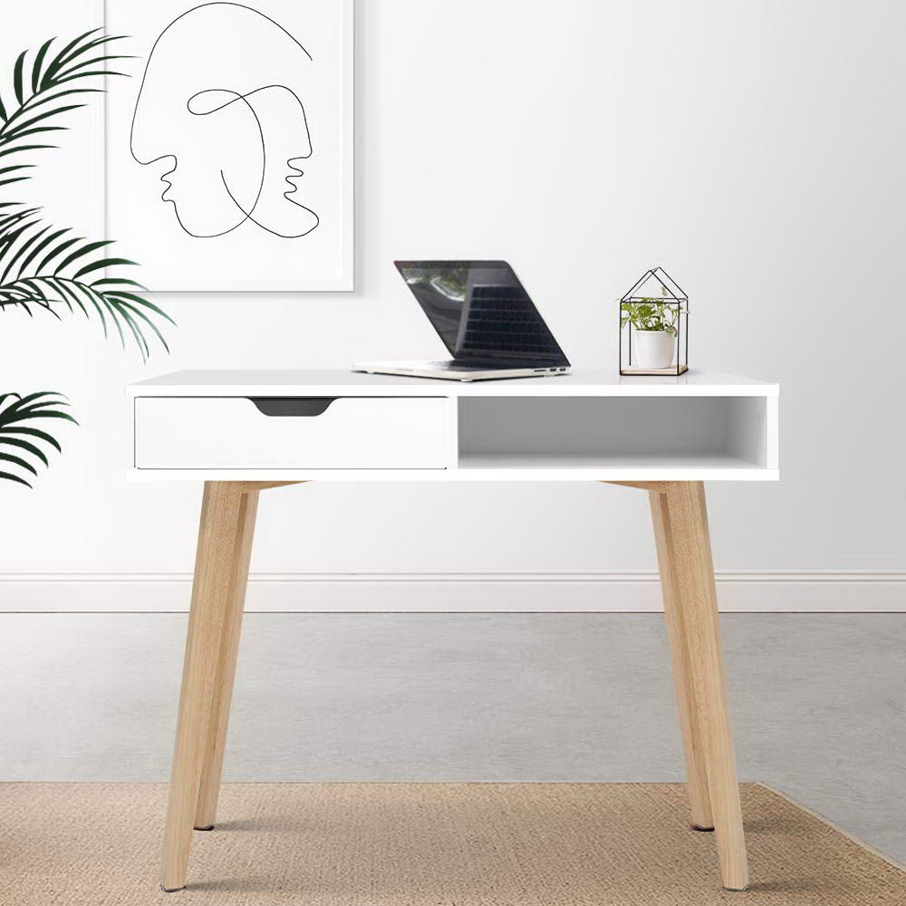 Artiss Office Computer Desk Study Table Storage Drawers Student Laptop White-6