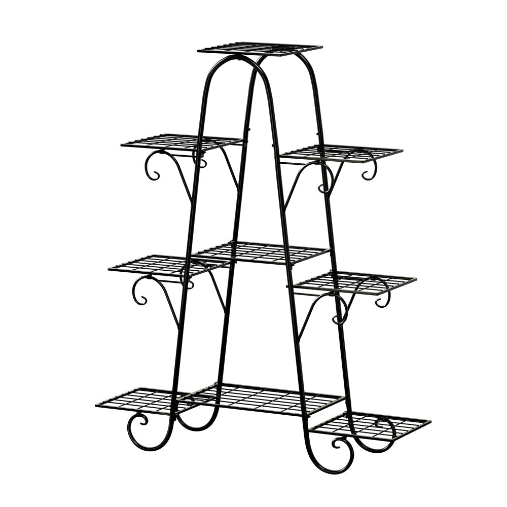 Artiss Plant Stand Outdoor Indoor Metal Flower Pots Rack Corner Shelf Black-0