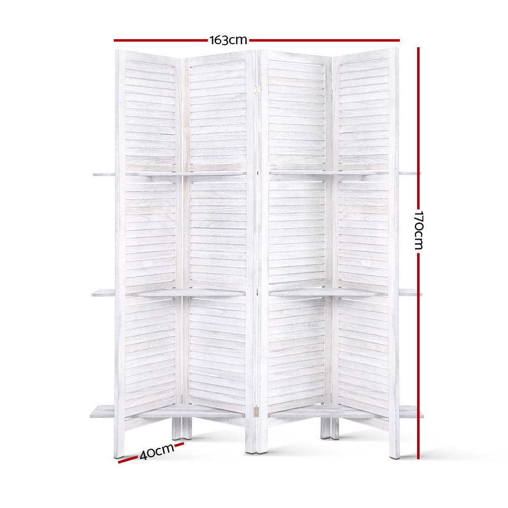 Artiss Room Divider Privacy Screen Foldable Partition Stand 4 Panel White-1