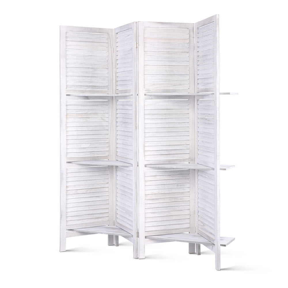 Artiss Room Divider Privacy Screen Foldable Partition Stand 4 Panel White-0