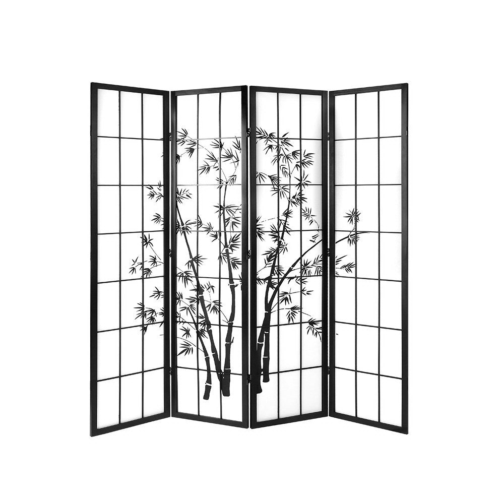 Artiss Room Divider Screen Privacy Dividers Pine Wood Stand Black White 4 Panel-0