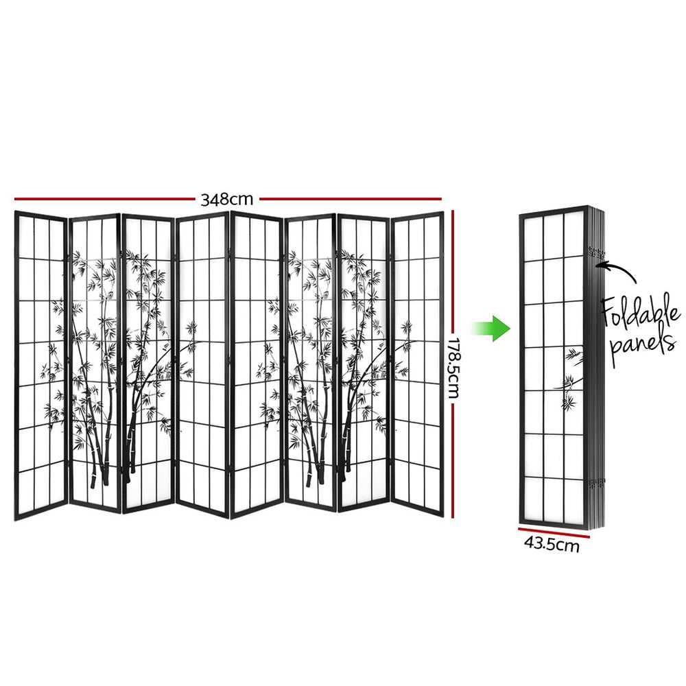 Artiss Room Divider Screen Privacy Dividers Pine Wood Stand Black White 8 Panel-1