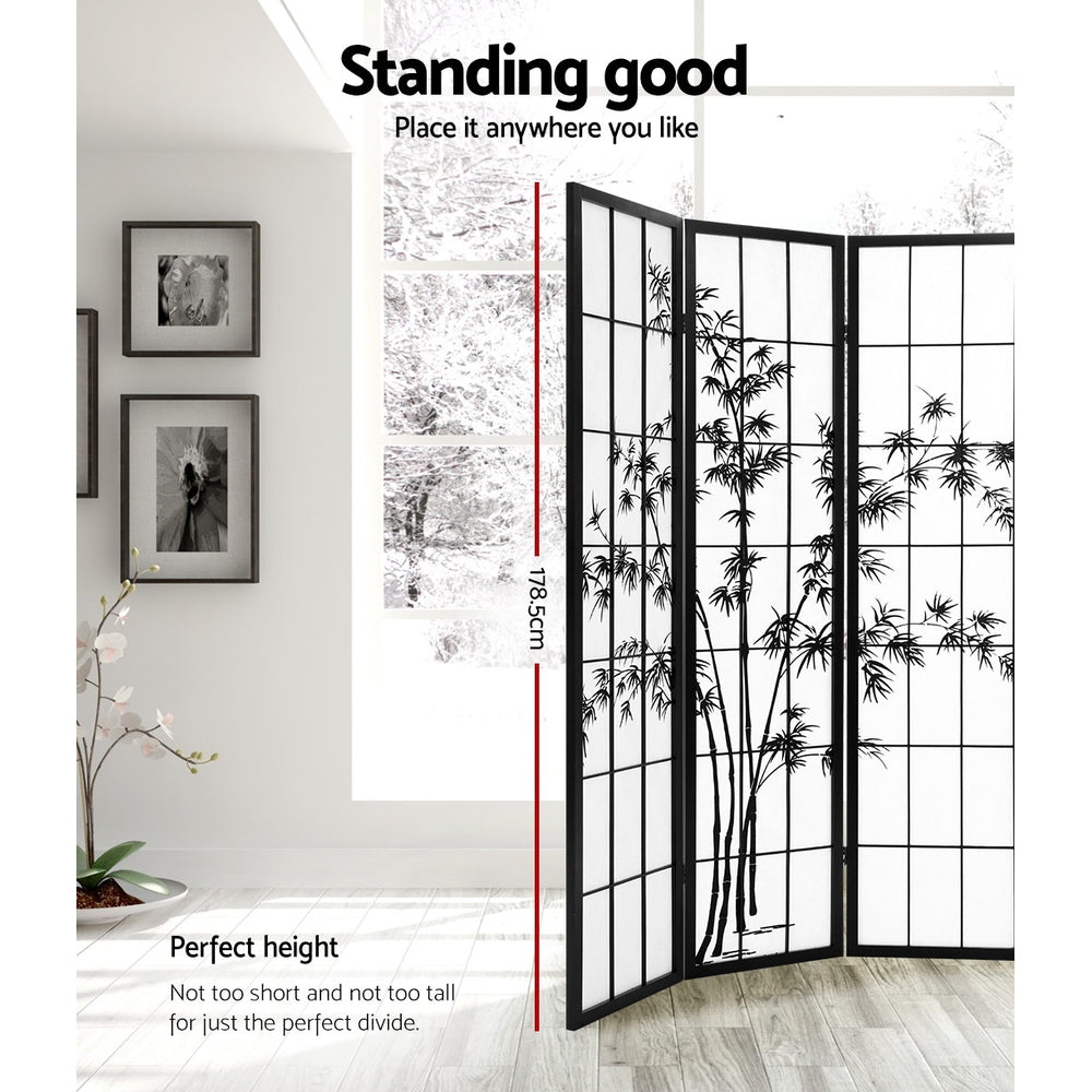 Artiss Room Divider Screen Privacy Dividers Pine Wood Stand Black White 8 Panel-3