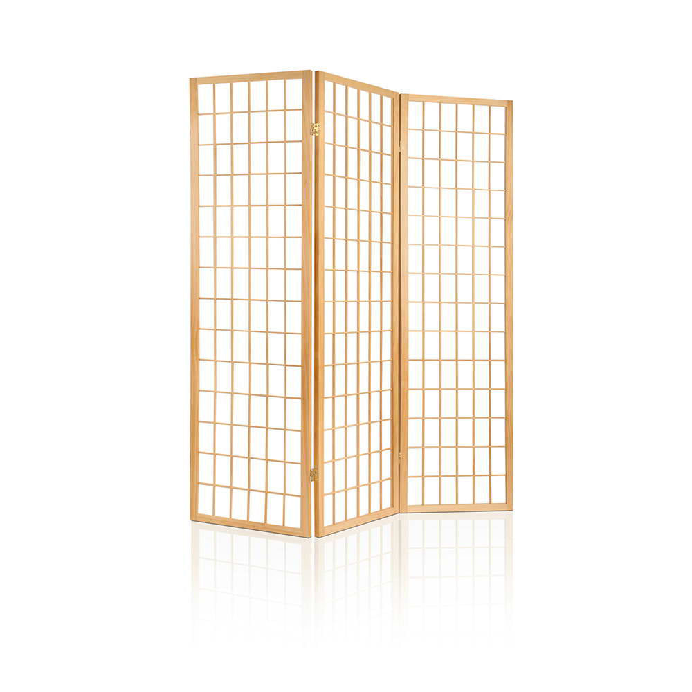 Artiss Room Divider Screen Wood Timber Dividers Fold Stand Wide Beige 3 Panel-0