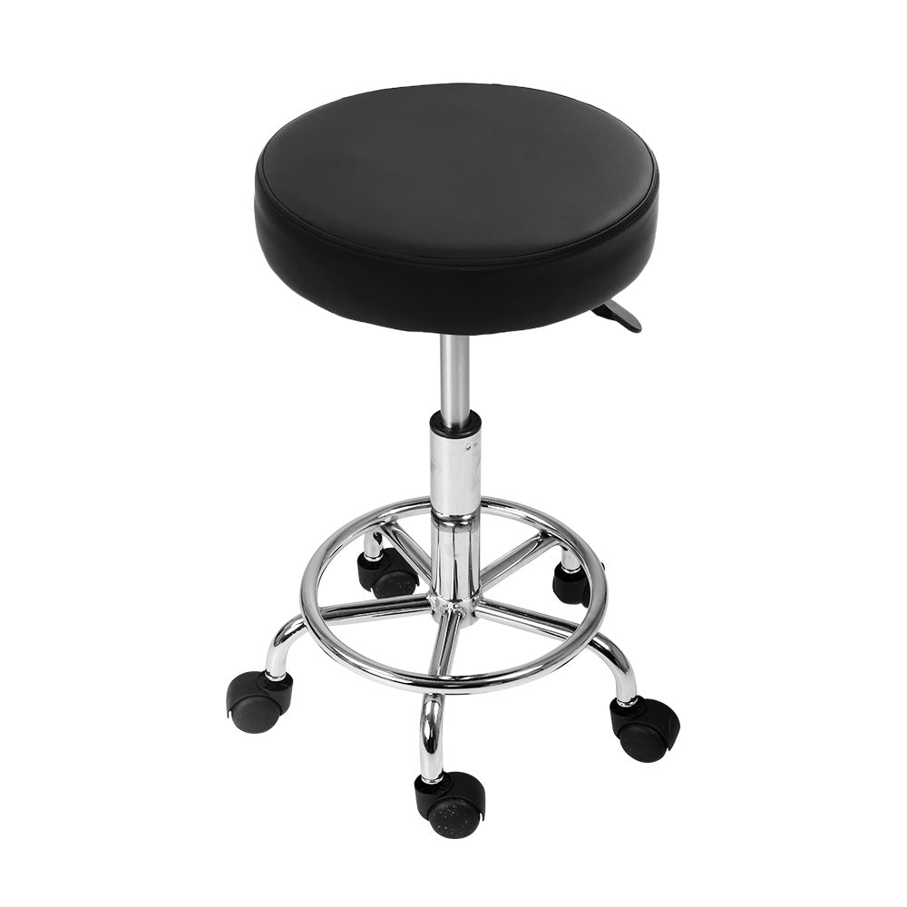 Artiss Round Salon Stool Black PU Swivel Barber Hair Dress Chair Hydraulic Lift-2