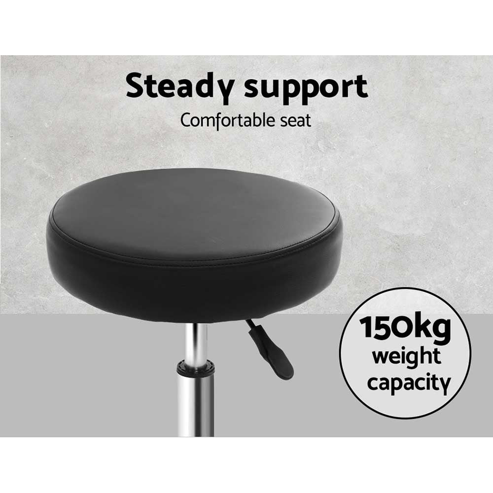 Artiss Round Salon Stool Black PU Swivel Barber Hair Dress Chair Hydraulic Lift-5