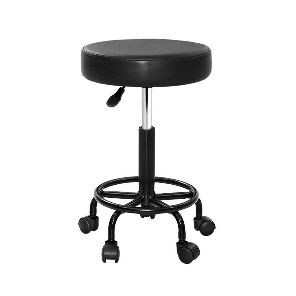 Artiss Round Salon Stool Stools Black Swivel Barber Hair Hydraulic Chairs Lift-0