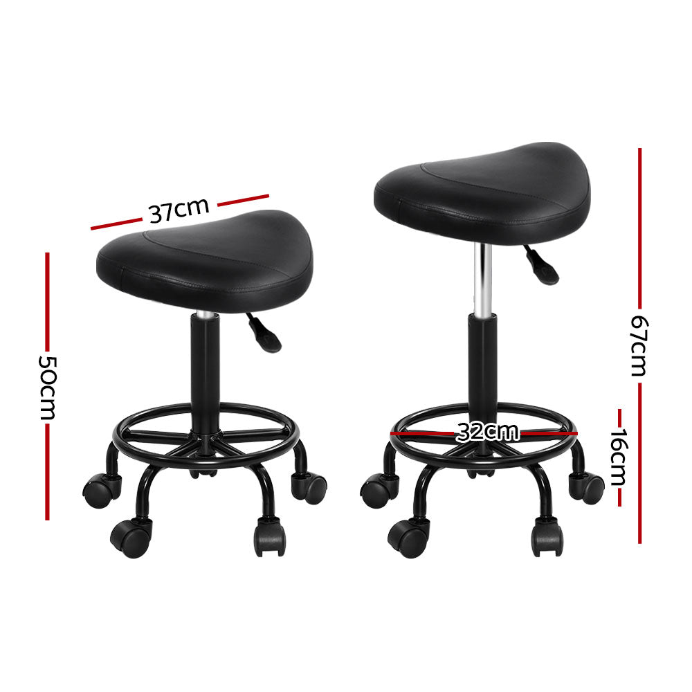 Artiss Saddle Stool Salon Chair Black Swivel Beauty Barber Hairdressing Gas Lift-1