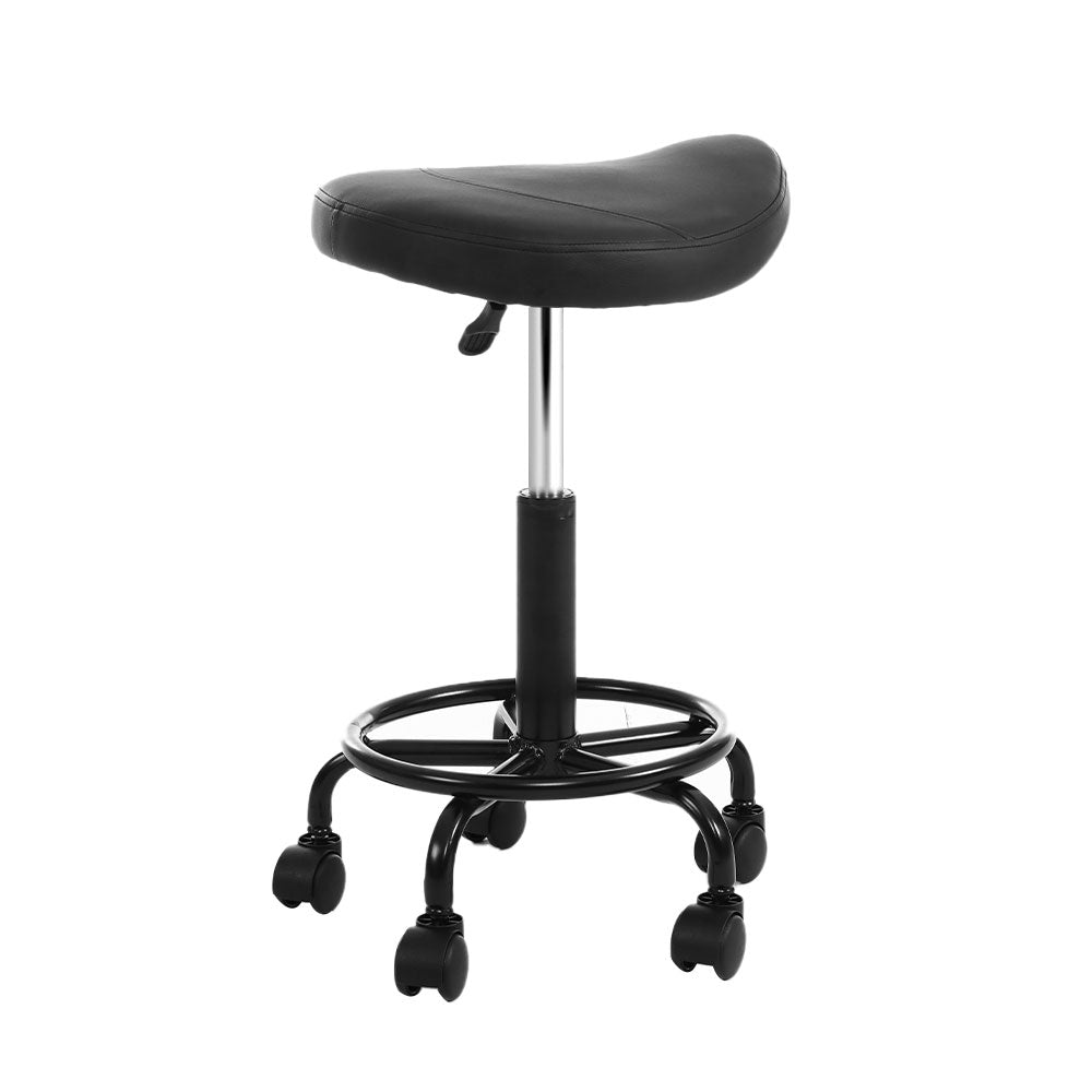 Artiss Saddle Stool Salon Chair Black Swivel Beauty Barber Hairdressing Gas Lift-2