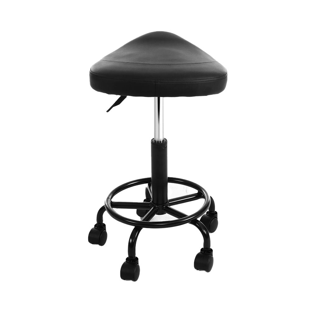 Artiss Saddle Stool Salon Chair Black Swivel Beauty Barber Hairdressing Gas Lift-3