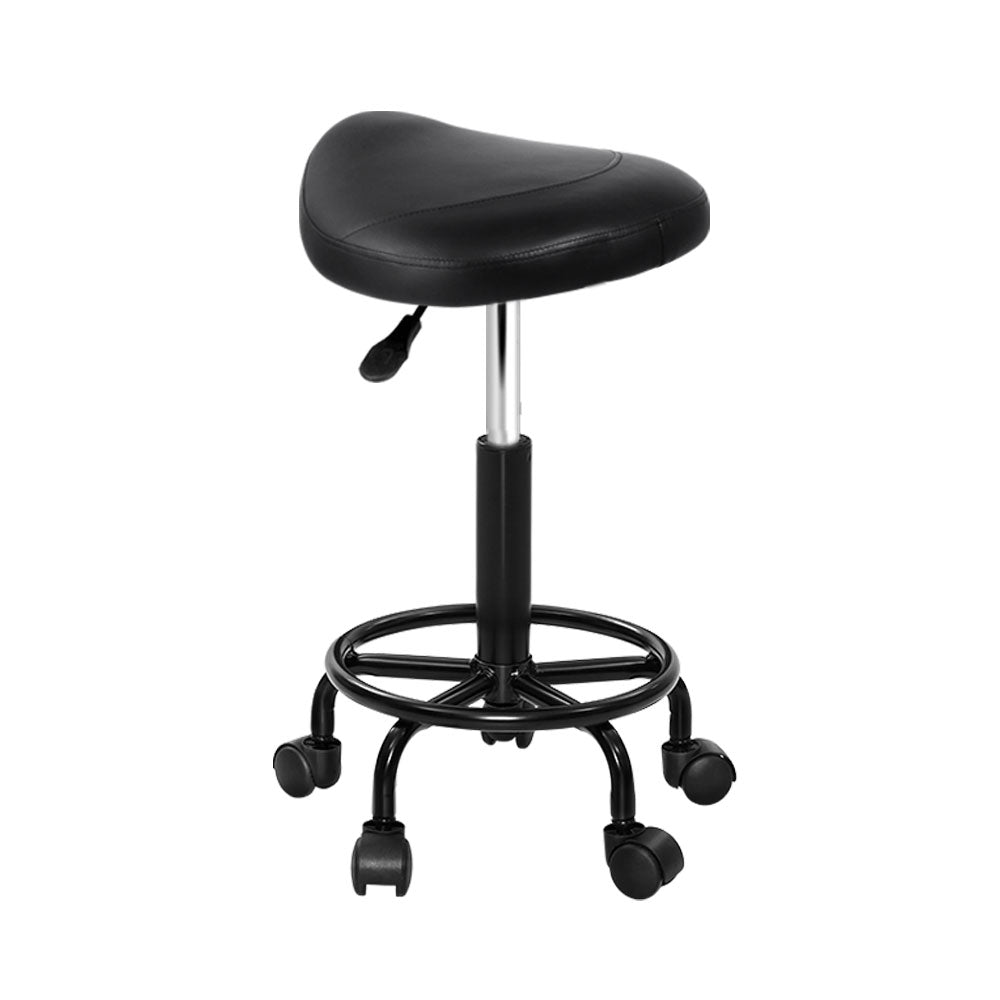 Artiss Saddle Stool Salon Chair Black Swivel Beauty Barber Hairdressing Gas Lift-0