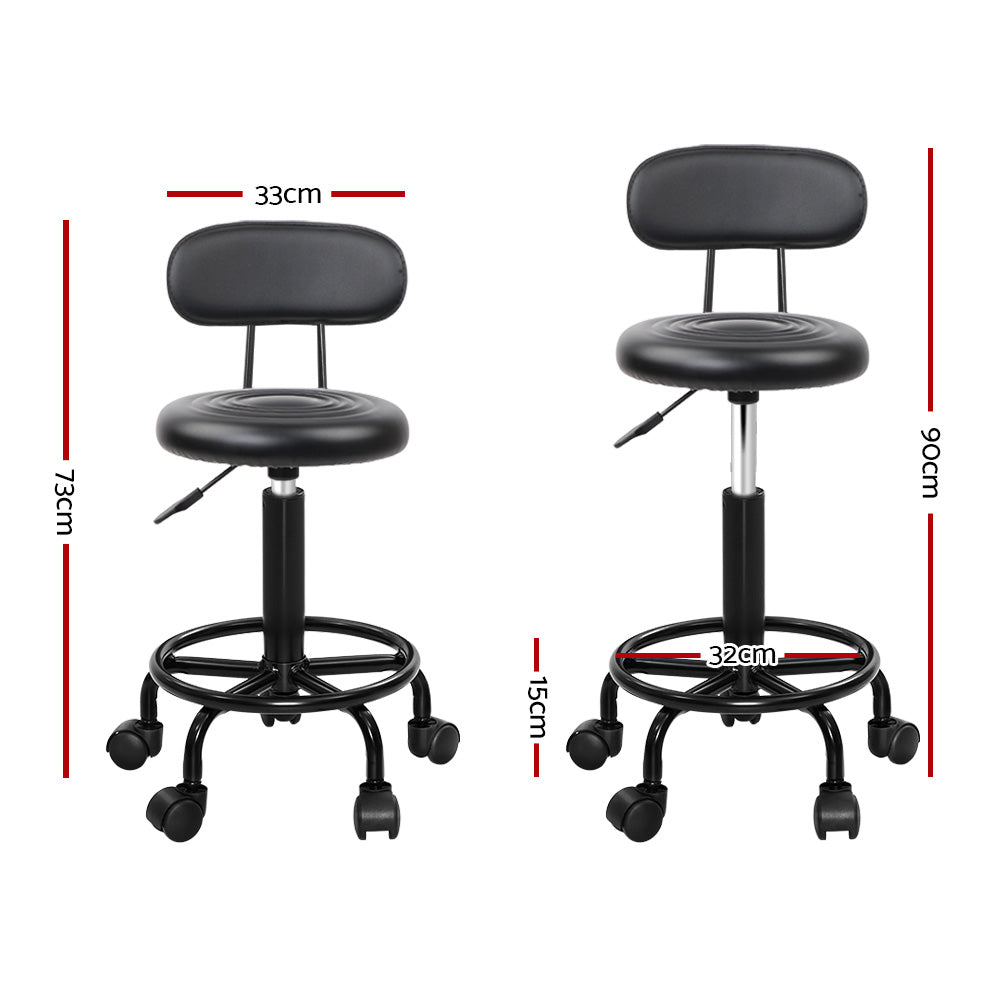 Artiss Salon Stool Swivel Chairs with Back Barber Beauty Hydralic Lift-1