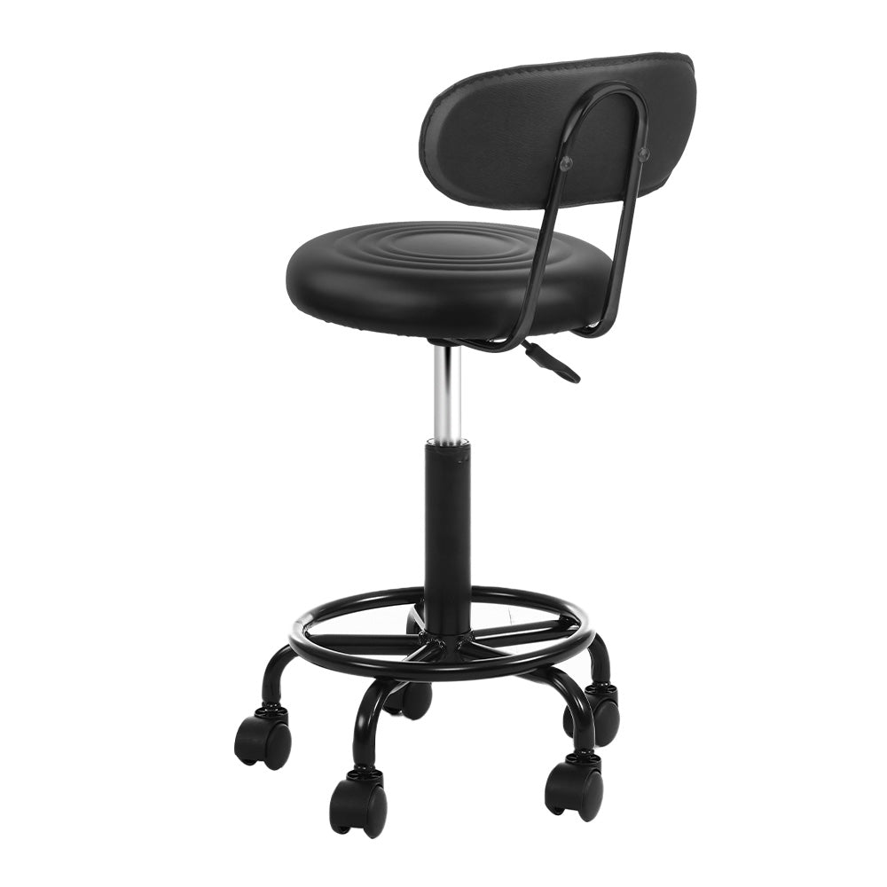 Artiss Salon Stool Swivel Chairs with Back Barber Beauty Hydralic Lift-2