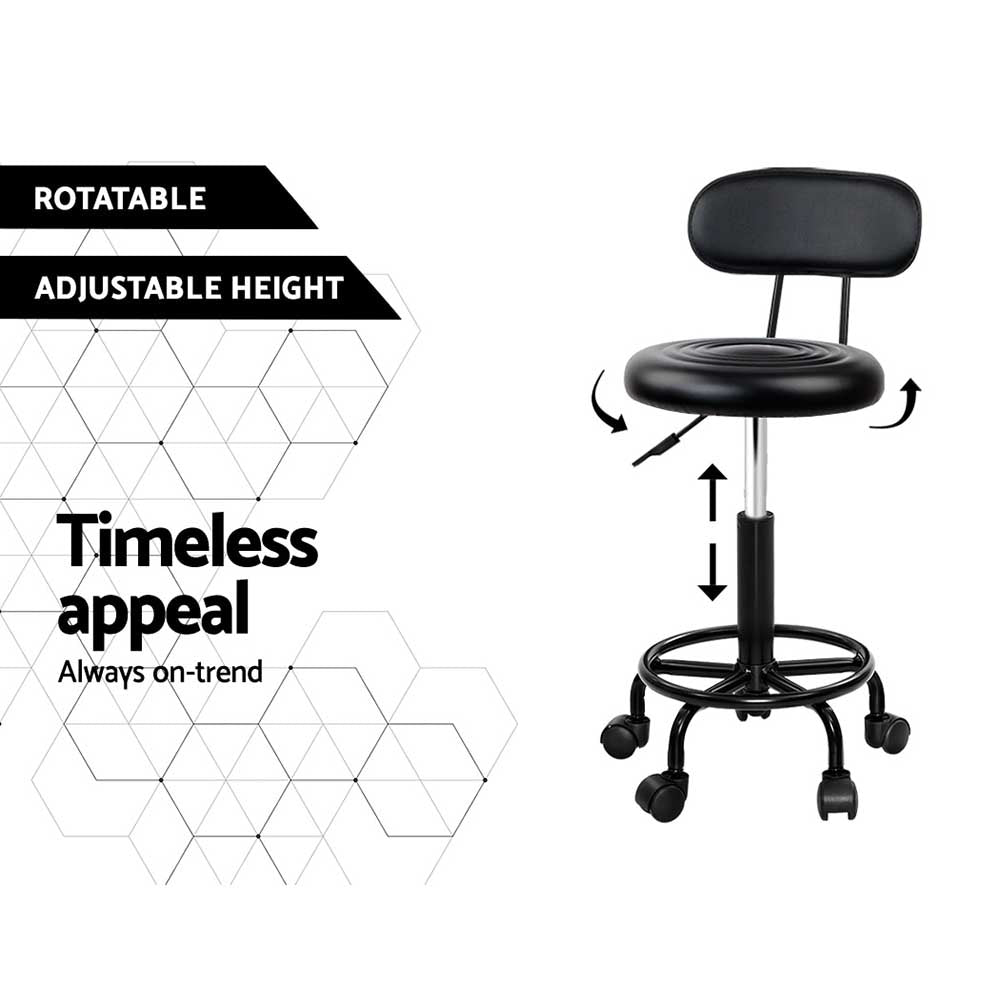 Artiss Salon Stool Swivel Chairs with Back Barber Beauty Hydralic Lift-4