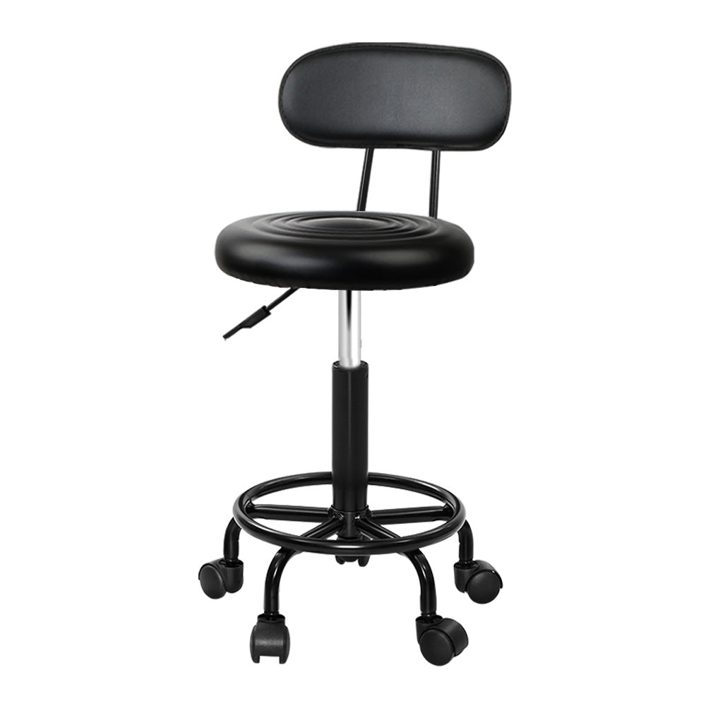 Artiss Salon Stool Swivel Chairs with Back Barber Beauty Hydralic Lift-0