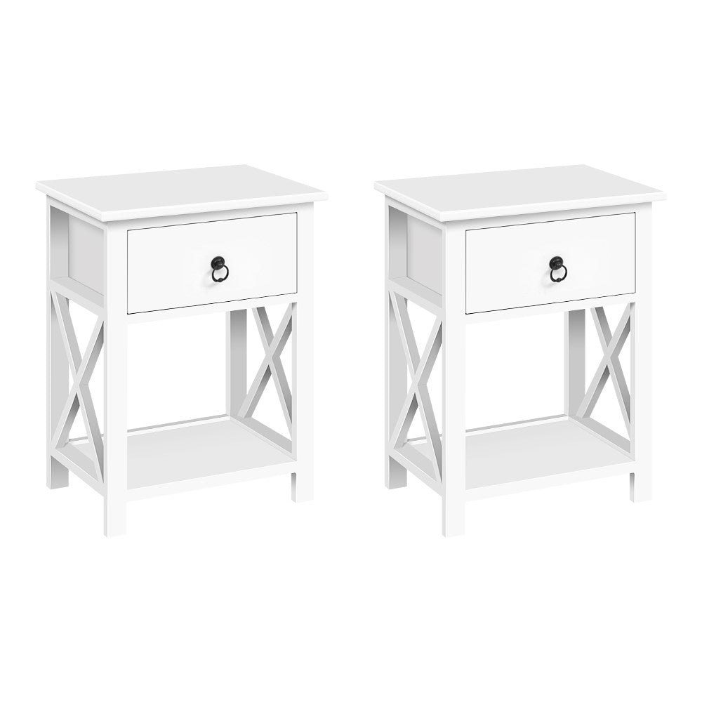 Artiss Set of 2 Bedside Tables Drawers Side Table Nightstand Lamp Chest Unit Cabinet-0